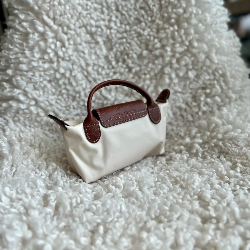 🐈 ☁️🍑Authentic Longchamp LE PLIAGE ORIGINAL POUCH WITH HANDLE - paper colour🍑☁️🐈 - Picture 4 of 17